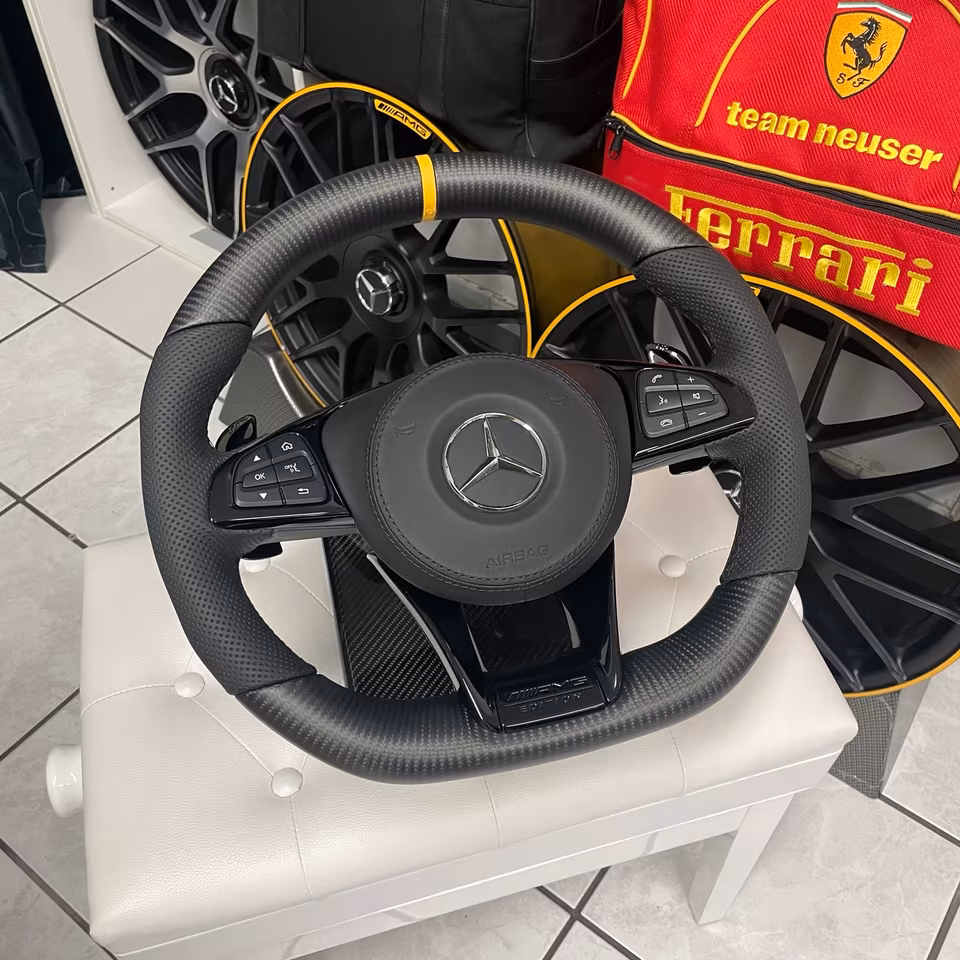 Mercedes AMG Sport Carbon Matt Steering Wheel Night Package C190 GT GTR - Image 10