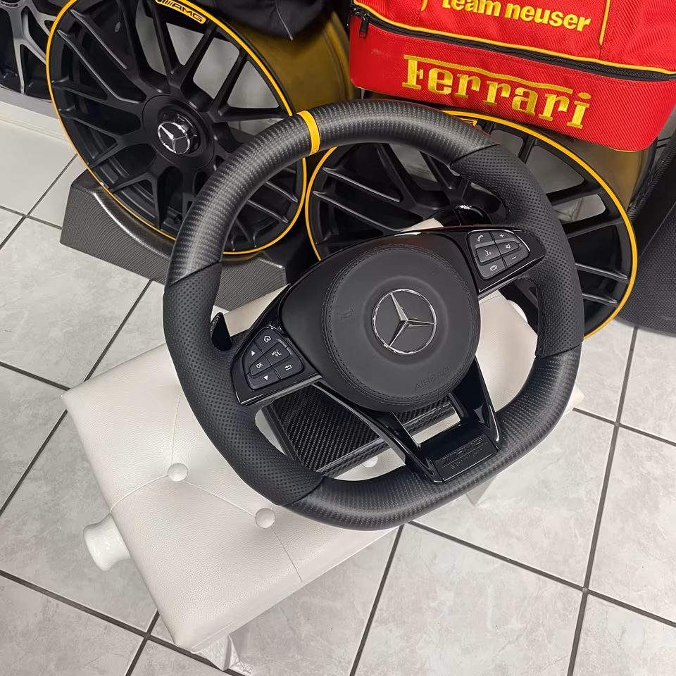 Mercedes AMG Sport Carbon Matt Steering Wheel Night Package C190 GT GTR - Image 3
